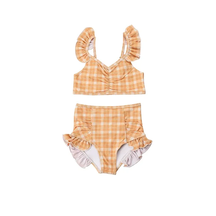Ruffle 2 Piece Bikini | Upf + Recycled – Buckwheat Plaid