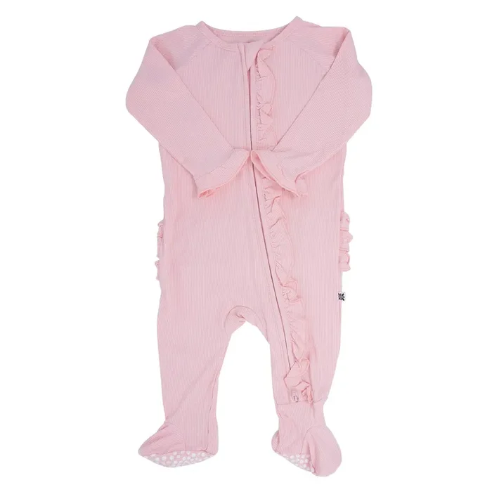 Ruffle Footie – Perfect Pink Ribbed