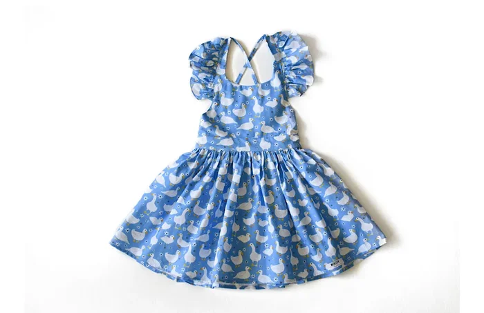 Ruffle Sleeve Dress In Ducks