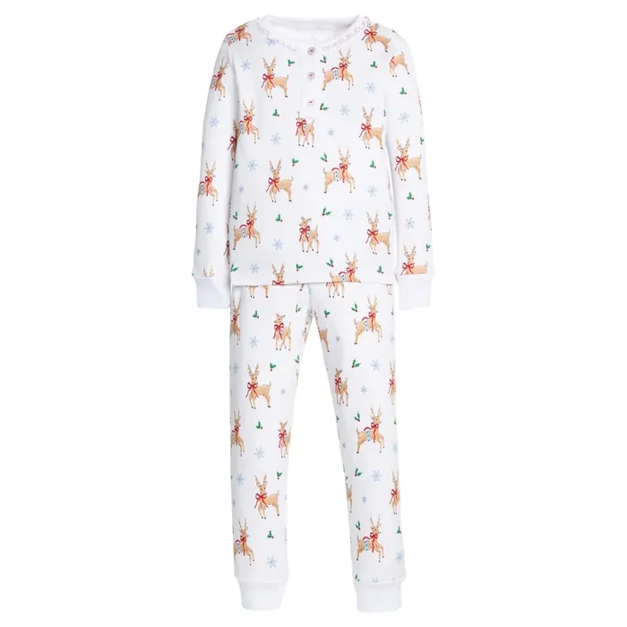 Ruffled Printed Jammies – Reindeer Games
