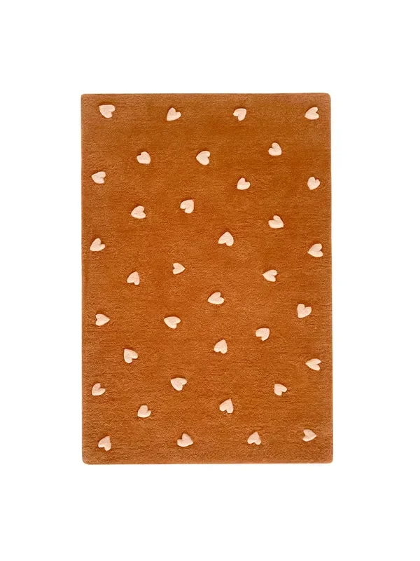 Rug Hearts Brown / Pink Print 2.6 X 3.9 Ft