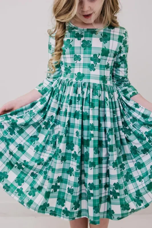 SALE Lucky One 3/4 Sleeve Pocket Twirl Dress