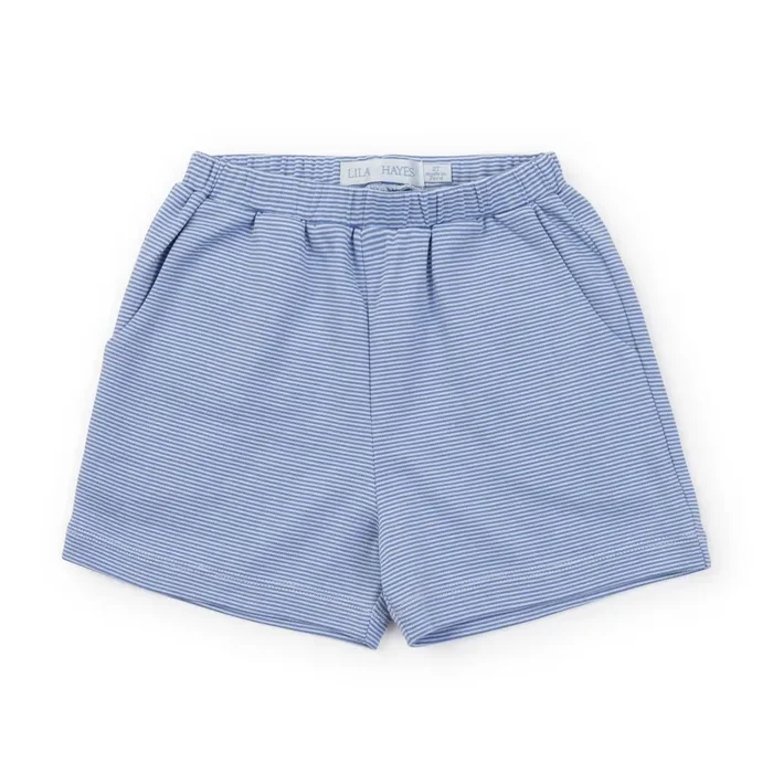 Sawyer Boys’ Pima Cotton Play Shorts – Blue And White Stripe