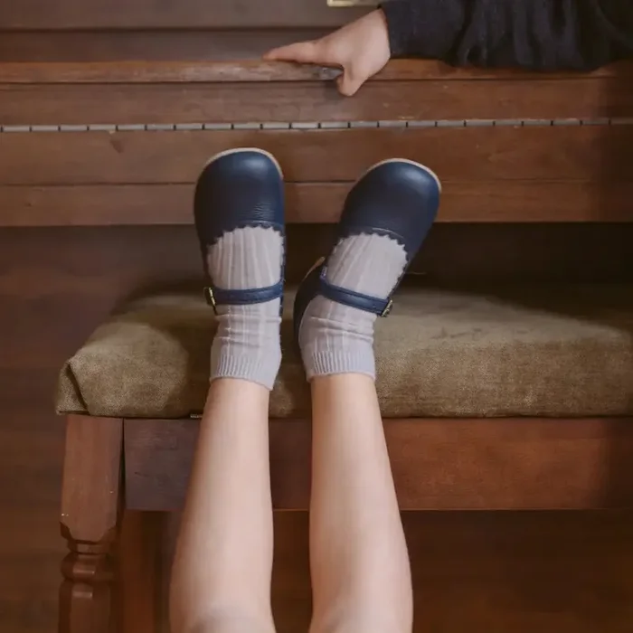 Scalloped Mary Jane – Navy