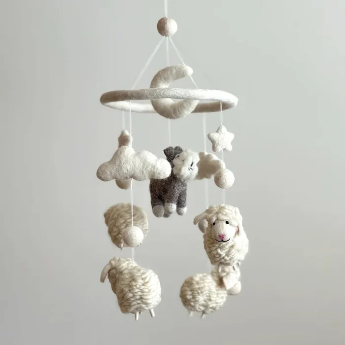 Schnauzer + Sheep Baby Mobile For Nursery Decor