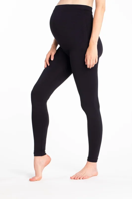 Seamless over-the-belly maternity leggings, black