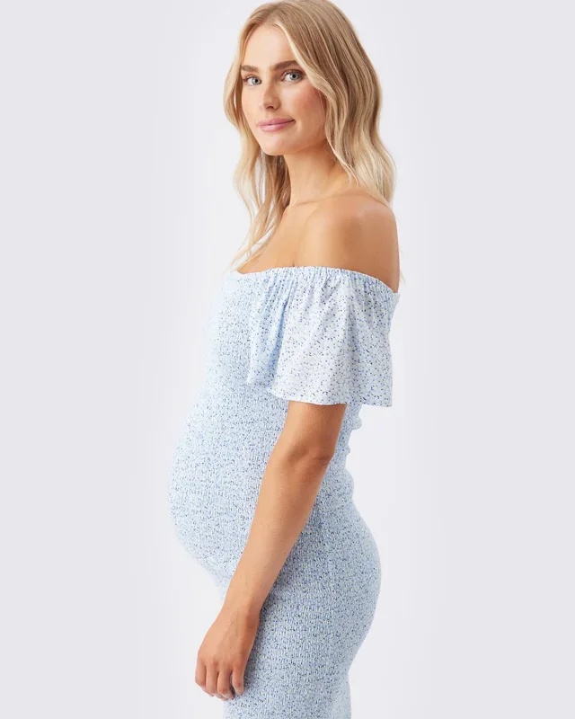Selma Shirred Dress Pale Blue