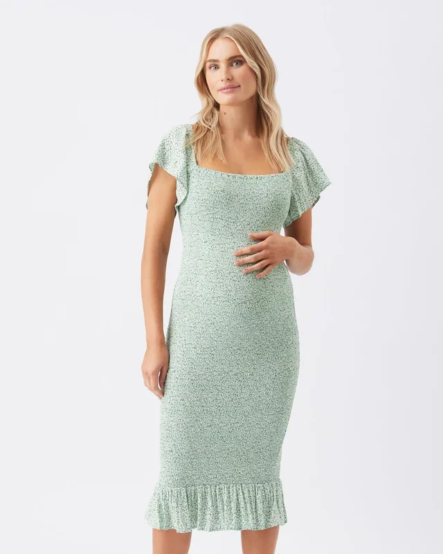 Selma Shirred Dress Pistachio