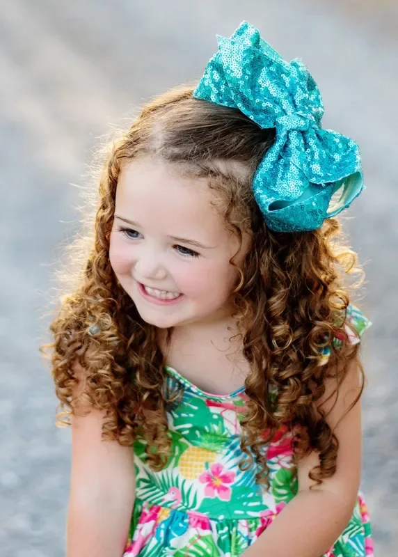 Sequin Texas Size Hair Bows – Alligator Clip – 6.5 “
