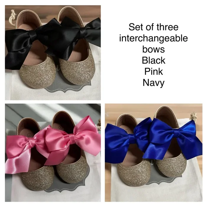 Set Of 3 Interchangeable Bows For Trinity Pair – Navy, Pink, Black