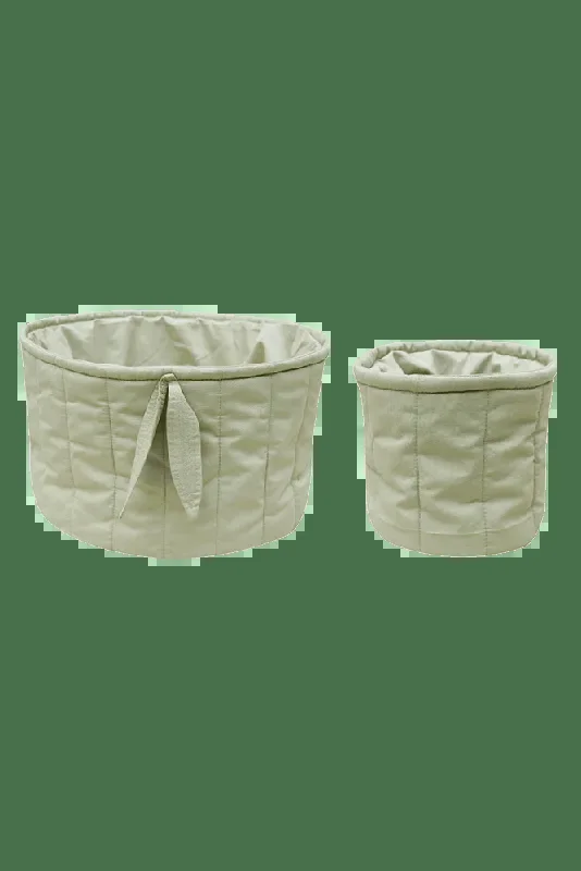Set Of Two Quilted Baskets Olive – Bamboo