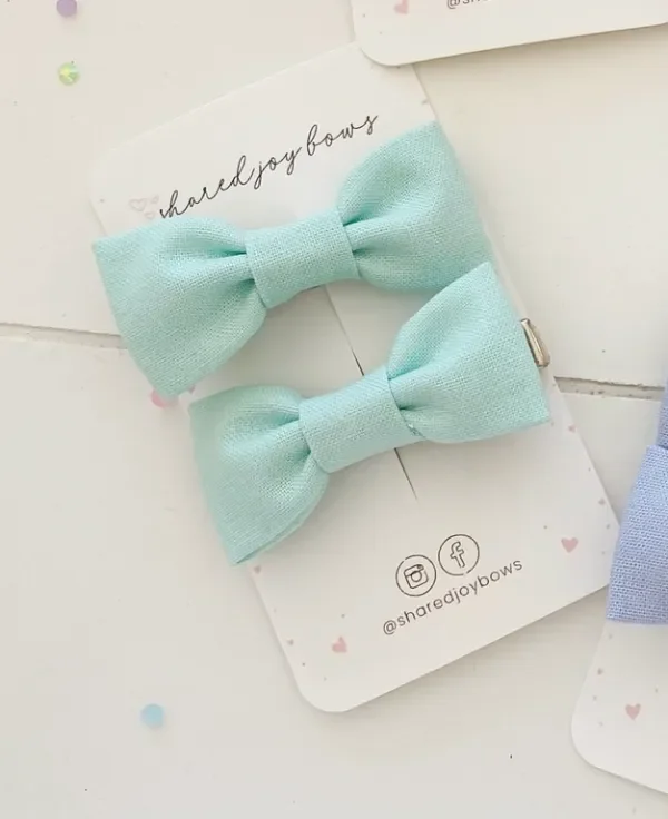 Shared Joy Bows Pigtail Hair Clips- Mint