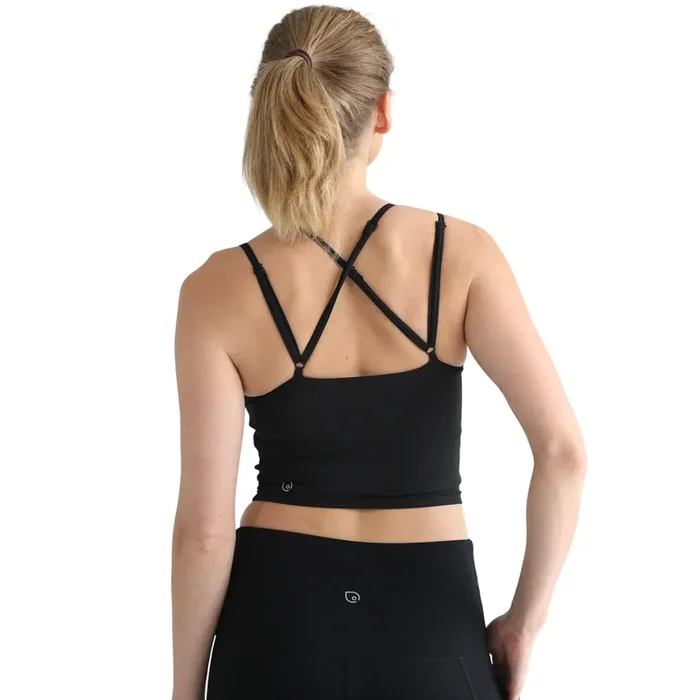 Sienna – Light Support Nursing Crop Tank Bra (ribbed Noir)