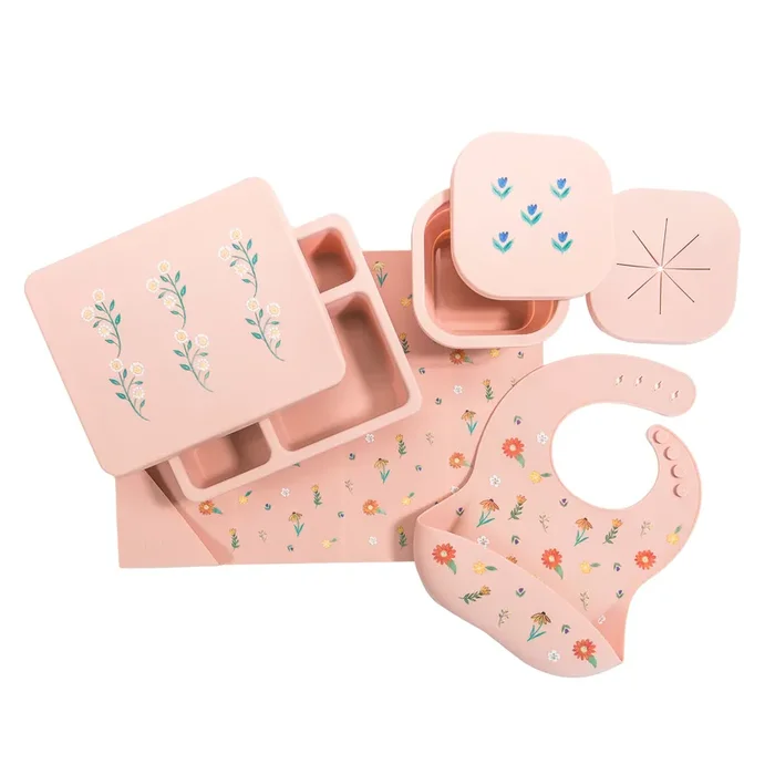 Silicone Mealtime Bundle Wildflower Ripe Peach