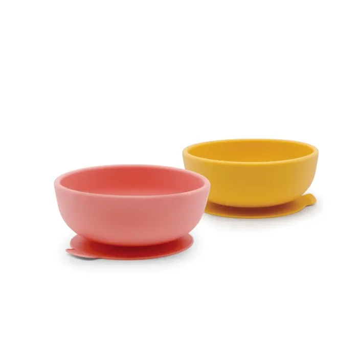 Silicone Suction Baby Bowl Set – Coral / Mimosa