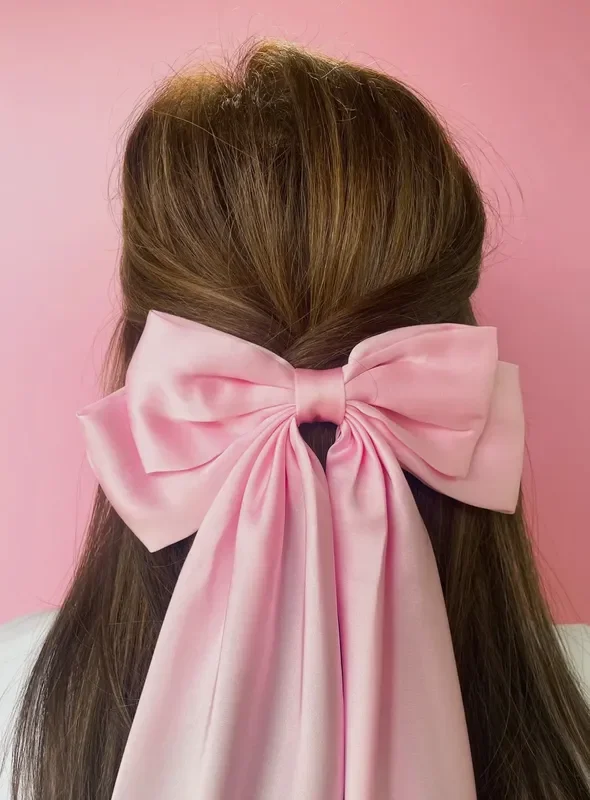 Silk Ovesized Barrette Bow- Pink