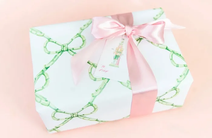 Simply Jessica Marie Bamboo Bows Christmas Watercolor Wrapping Paper