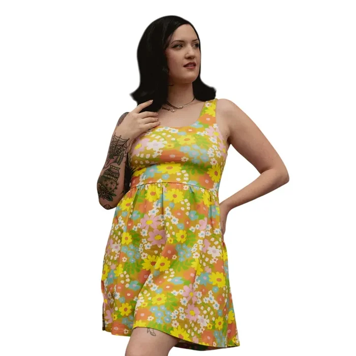Sixties Floral Women’s Criss Cross Back Summer Dress