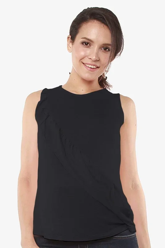 Sleeveless Caliana Frills Nursing Top Black