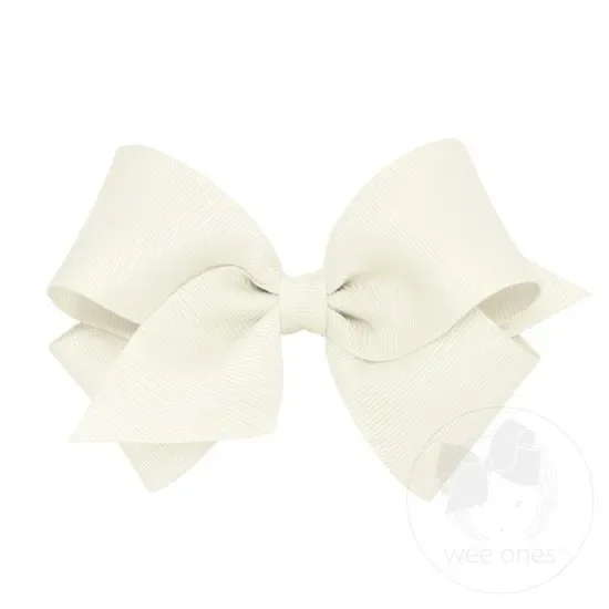 Small Classic Grosgrain Hair Bow- Antique White