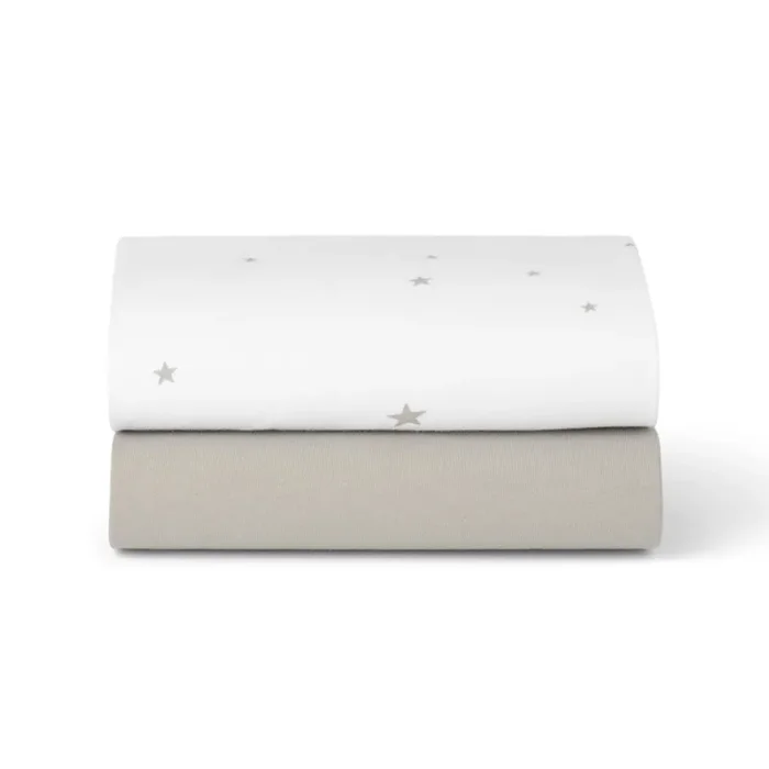Snuz Bassinet 2 Pack Fitted Sheets – White Star