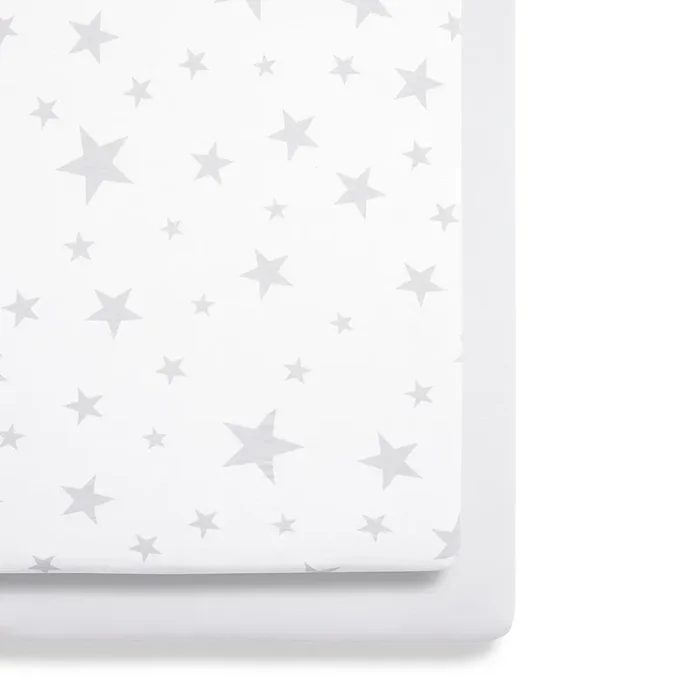 Snuz Twin Pack Bassinet Sheets – Gray Star