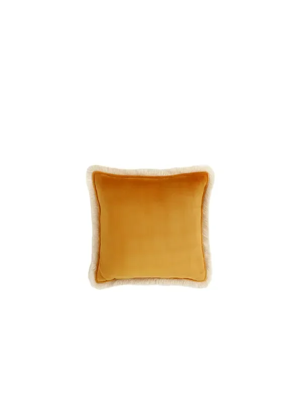 Soft Velvet Mustard – Pillow With Fringe