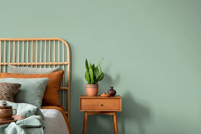 Solid Color Wallpaper With A Minimalist Style In Sage Green – D430