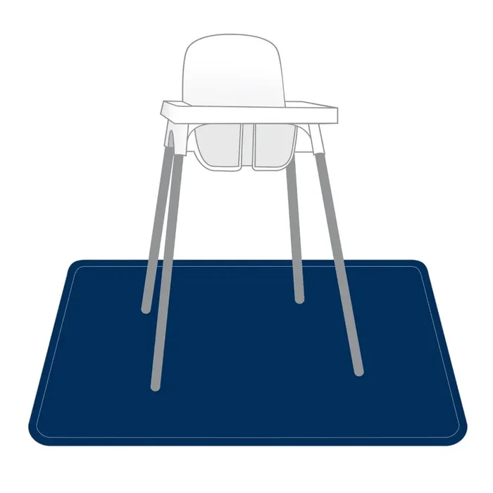 Solid Navy Minimalist Splash Mat – A Waterproof Catch-all For Highchair Spills And More!