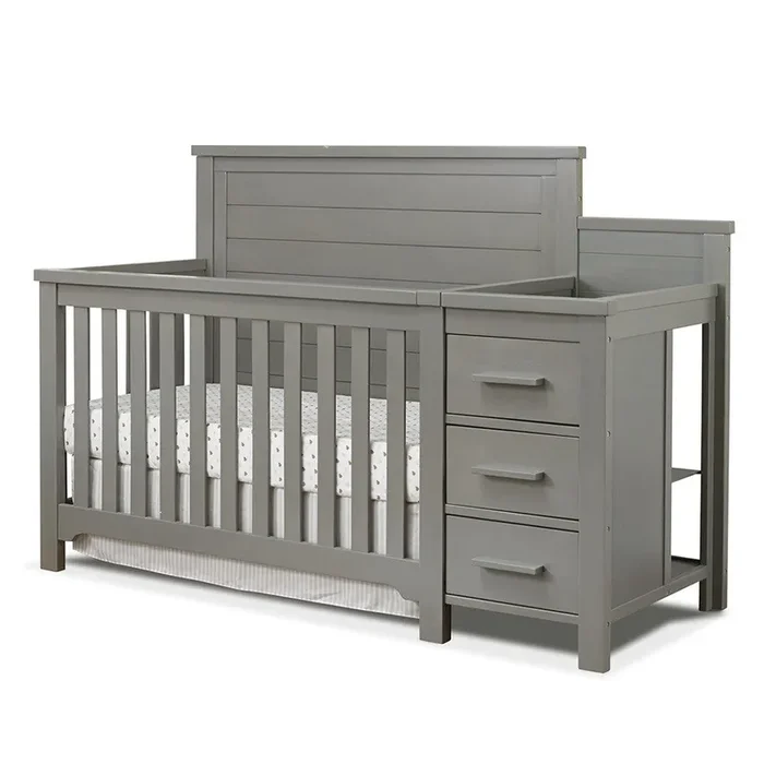Sorelle Farmhouse Crib And Changer in Weathered Gray