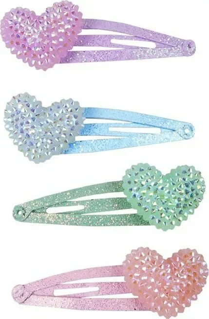 Sparkle Heart Bobble Hair Clips