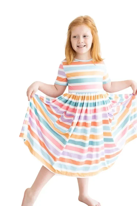 Spring Stripes S/s Pocket Twirl Dress