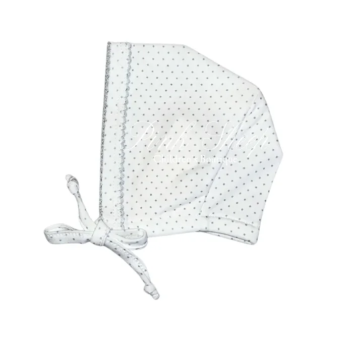 Squiggles by Charlie Blue Dot Picot Trim Bonnet