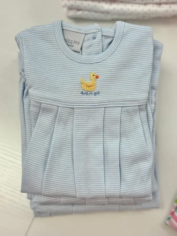Squiggles by Charlie Blue Mini Stripe Duck Bubble