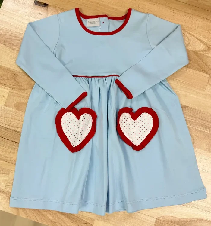 Squiggles by Charlie Blue/Red Heart Pocket Dress