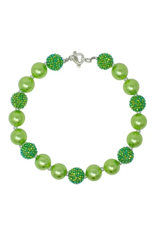 St. Patty’s Rhinestone Bubblegum Necklace