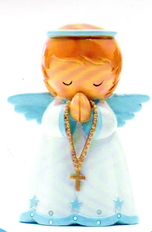 Statue – Guardian Angel with Rosary Blue (Little Drops of Water)