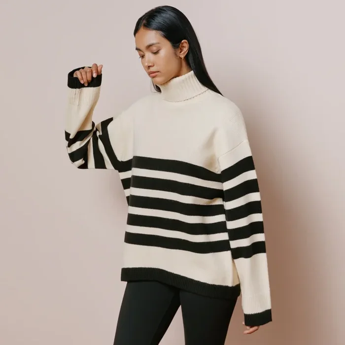 Stripe Roll Neck Jumper
