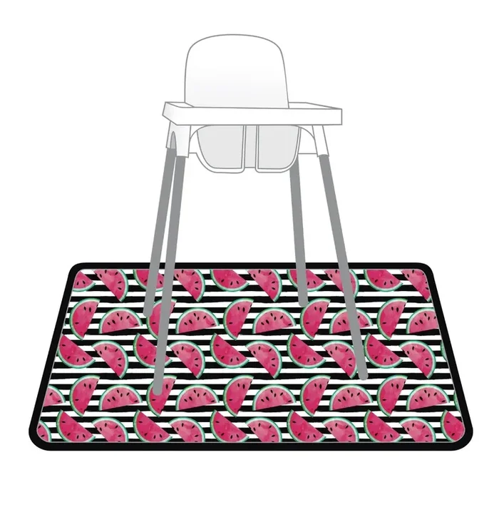 Summer Stripes – Watermelon – Splash Mat – A Waterproof Catch-all For Highchair Spills And More!