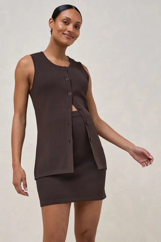 Sunday Best Button Vest – Chocolate