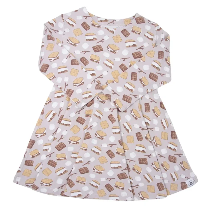 Swirly Girl Dress Long Sleeve – S’mores