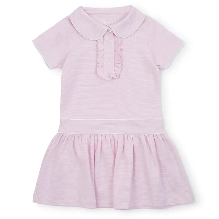 Sydney Girls’ Pima Cotton Dress – Pink And White Stripes