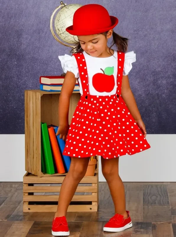 Teacher’s Favorite Polka Dot Overall Skirt Set