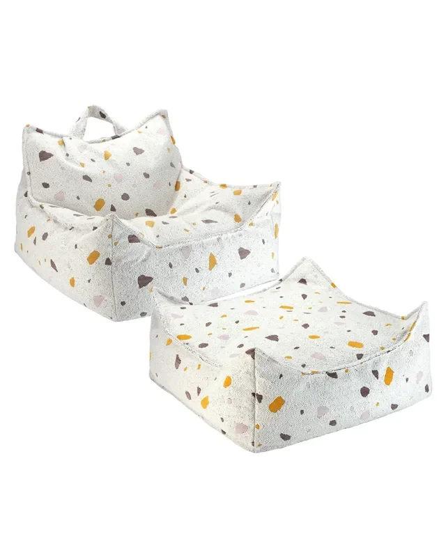 Terrazzo Marble Beanbag Chair And Ottoman Set
