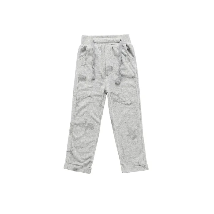 Terry Trousers | Heather Grey With Print