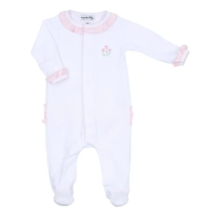 Tessa’s Classics Pink Embroidered Ruffle Footie
