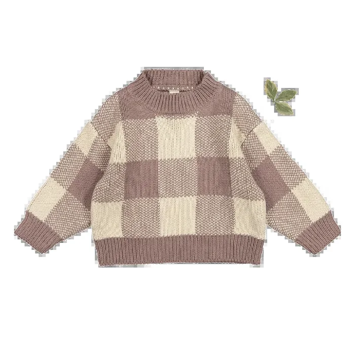 The Gingham Knit Sweater – Taupe