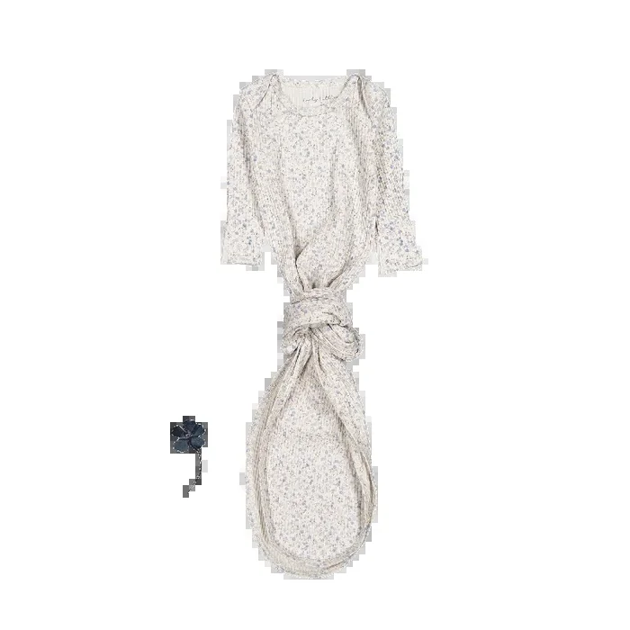 The Printed Baby Gown – Dusty Blue Floral