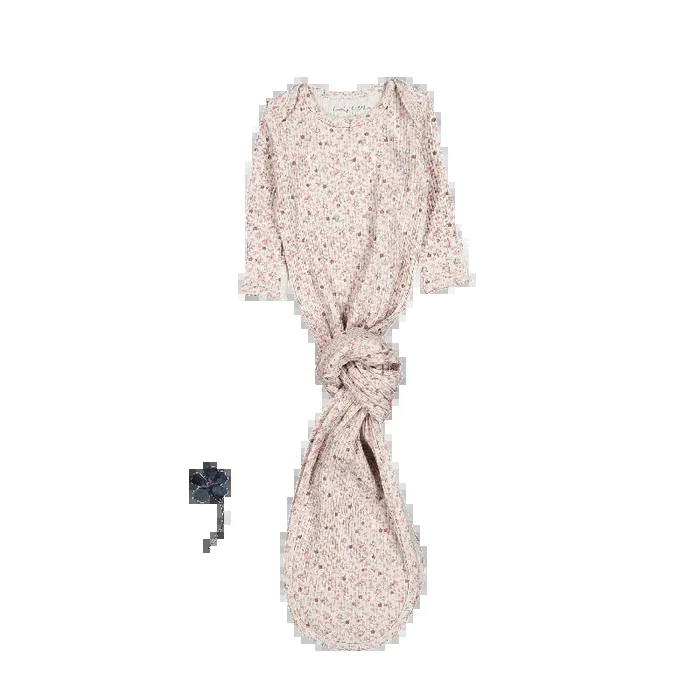 The Printed Baby Gown – Dusty Mauve Floral