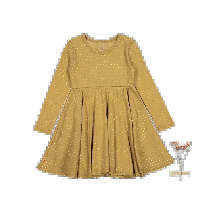 The Printed Long Sleeve Dress – Golden Dot